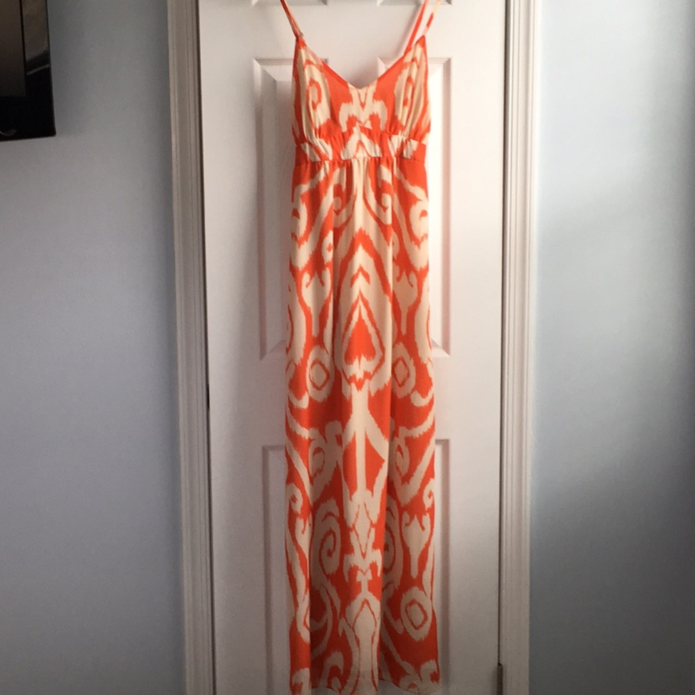 INC orange patterned strapped dress